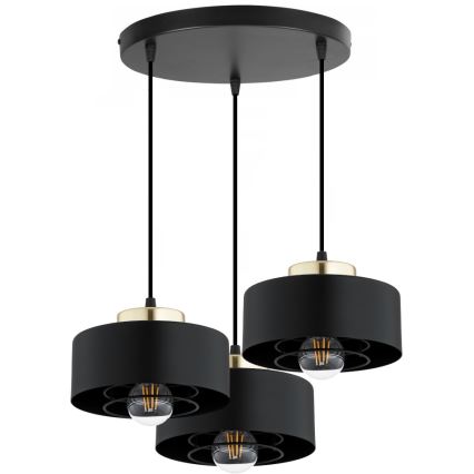Brilagi - Lustră suspendată cu cablu SPRING 3xE27/60W/230V negru/auriu