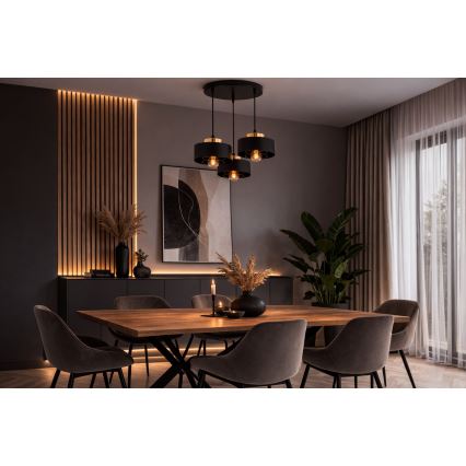 Brilagi - Lustră suspendată cu cablu SPRING 3xE27/60W/230V negru/auriu