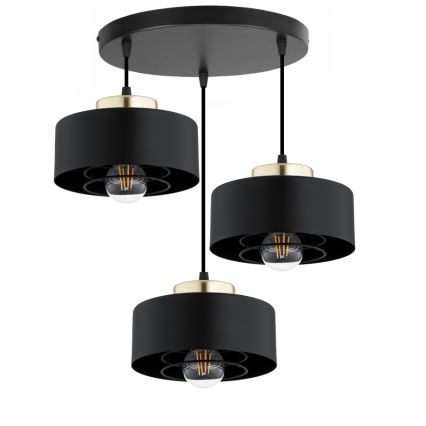 Brilagi - Lustră suspendată cu cablu SPRING 3xE27/60W/230V negru/auriu