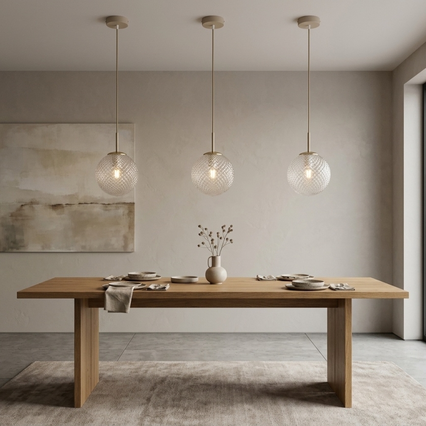 Brilagi - Lustră suspendată cu cablu STELLA 1xE27/60W/230V Ø 15 cm bej/auriu