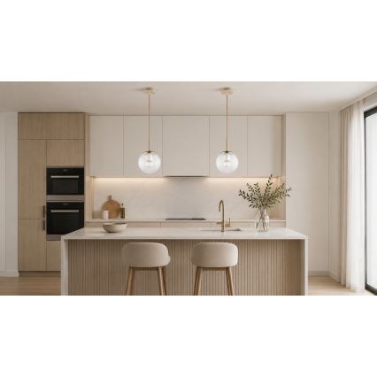 Brilagi - Lustră suspendată cu cablu STELLA 1xE27/60W/230V Ø 15 cm bej/auriu