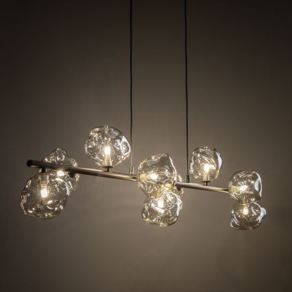 Brilagi - Lustră suspendată cu cablu VULCANO 9x G9/8W/230V maro/bej fumuriu