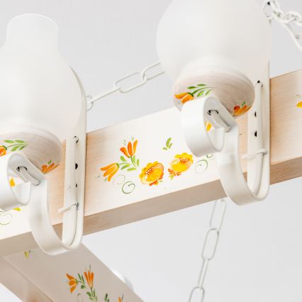 Brilagi - Lustră suspendată cu lanț QUEEN 8xE14/40W/230V fag/crem