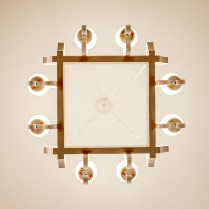 Brilagi - Lustră suspendată cu lanț QUEEN 8xE14/40W/230V fag/crem