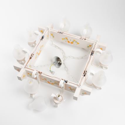 Brilagi - Lustră suspendată cu lanț QUEEN 8xE14/40W/230V fag/crem