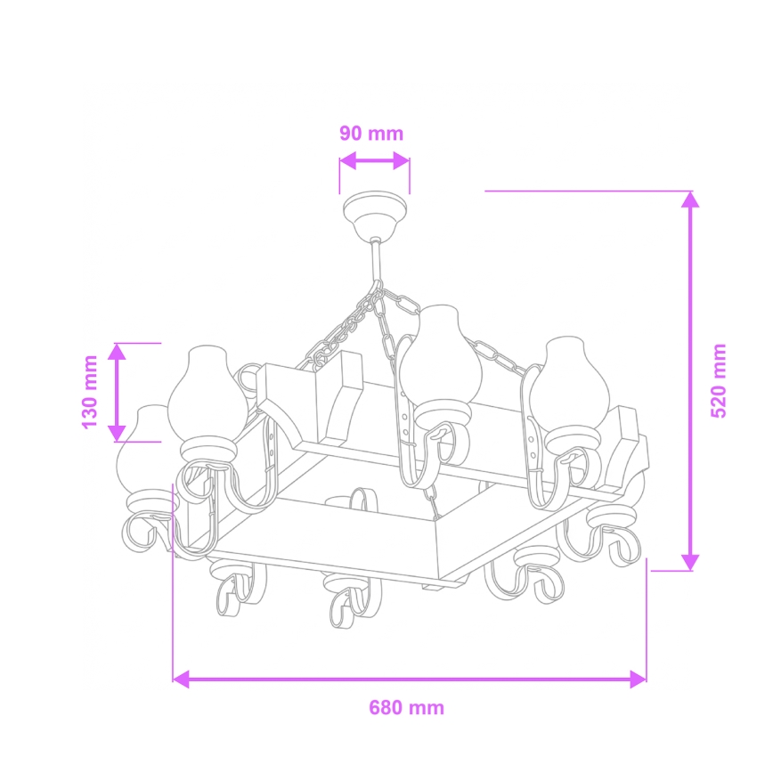Brilagi - Lustră suspendată cu lanț QUEEN 8xE14/40W/230V fag/crem