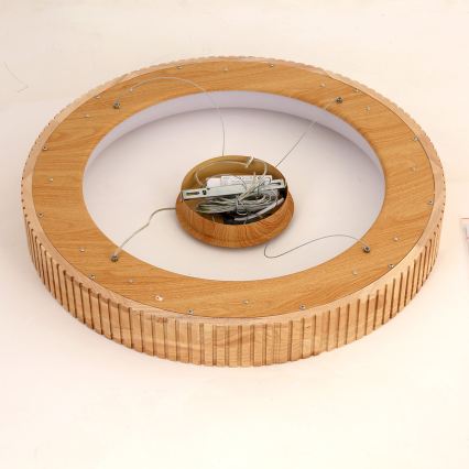 Brilagi - Lustru LED suspendat pe cablu FALCON WOOD MODERN, 40 W, 230 V, 3000/4000/6000 K, Ø 60 cm, lemn