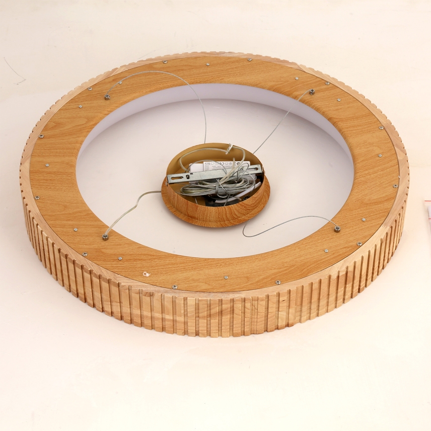 Brilagi - Lustru LED suspendat pe cablu FALCON WOOD MODERN, 40 W, 230 V, 3000/4000/6000 K, Ø 60 cm, lemn