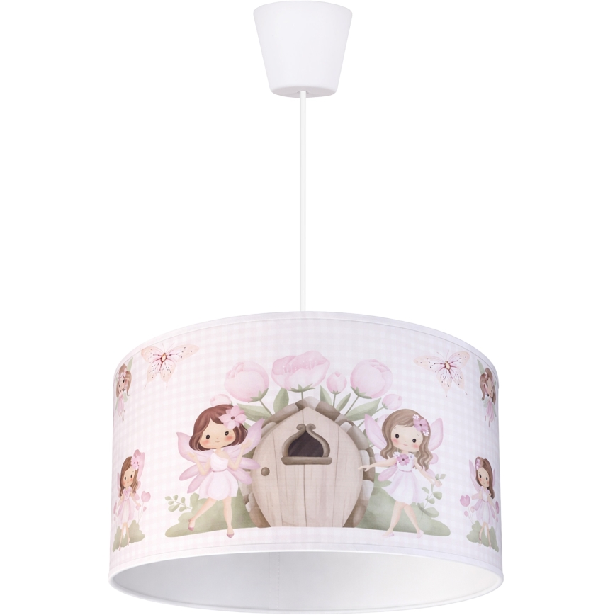 Brilagi - Lustră suspendată LED pentru copii BOBO, 1xE27/60W/230V, Ø 35 cm, roz/zâne