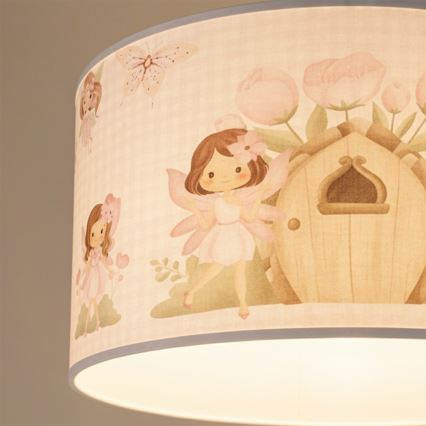 Brilagi - Lustră suspendată LED pentru copii BOBO, 1xE27/60W/230V, Ø 35 cm, roz/zâne
