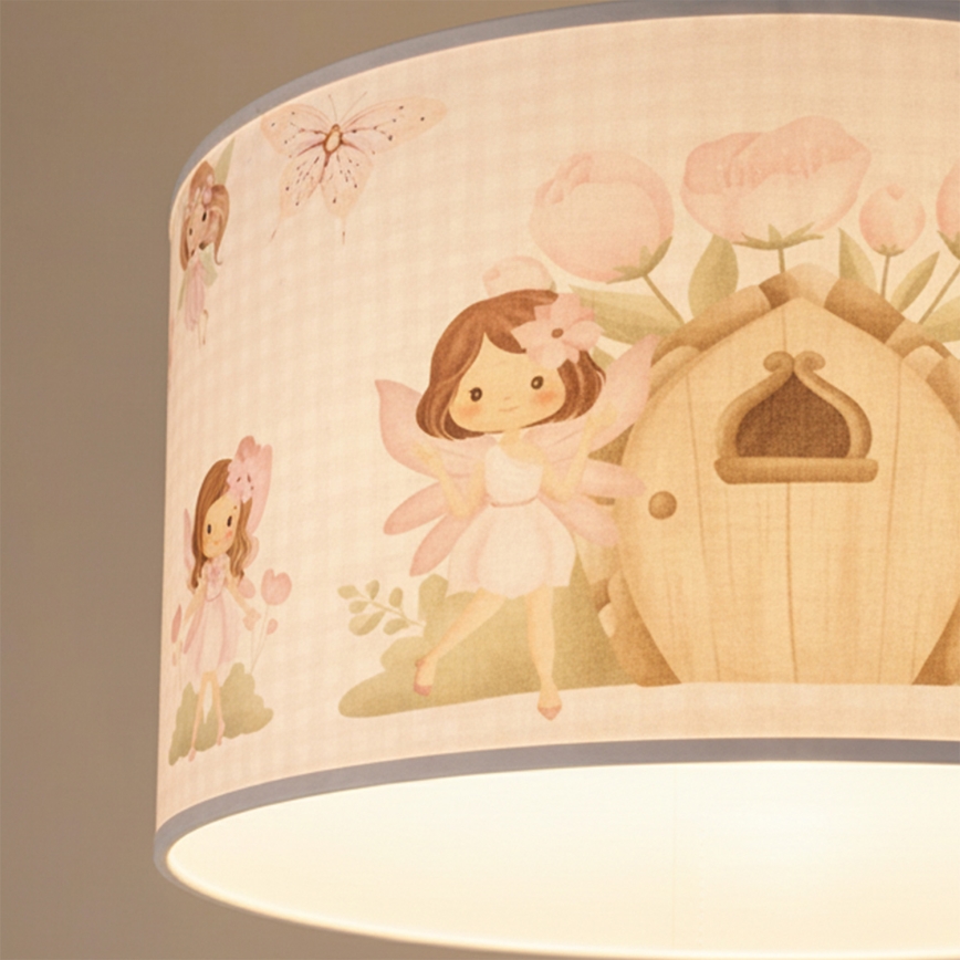 Brilagi - Lustră suspendată LED pentru copii BOBO, 1xE27/60W/230V, Ø 35 cm, roz/zâne