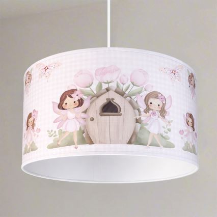 Brilagi - Lustră suspendată LED pentru copii BOBO, 1xE27/60W/230V, Ø 35 cm, roz/zâne
