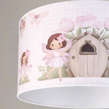 Brilagi - Lustră suspendată LED pentru copii BOBO, 1xE27/60W/230V, Ø 35 cm, roz/zâne