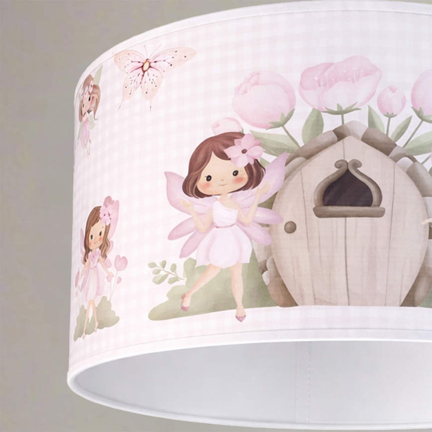 Brilagi - Lustră suspendată LED pentru copii BOBO, 1xE27/60W/230V, Ø 35 cm, roz/zâne