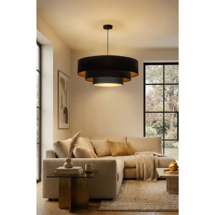 Brilagi - Lustră suspendată LUNETA 3xE27/60W/230V, Ø 80 cm, negru/auriu