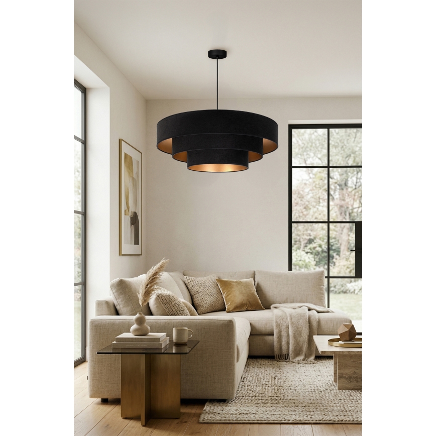 Brilagi - Lustră suspendată LUNETA 3xE27/60W/230V, Ø 80 cm, negru/auriu