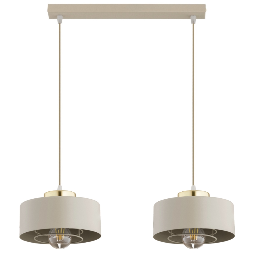 Brilagi - Lustră suspendată pe cablu 2xE27/60W/230V, bej/auriu