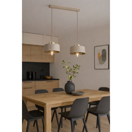 Brilagi - Lustră suspendată pe cablu 2xE27/60W/230V, bej/auriu