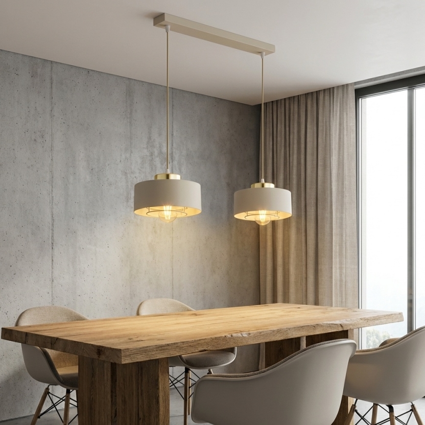 Brilagi - Lustră suspendată pe cablu 2xE27/60W/230V, bej/auriu