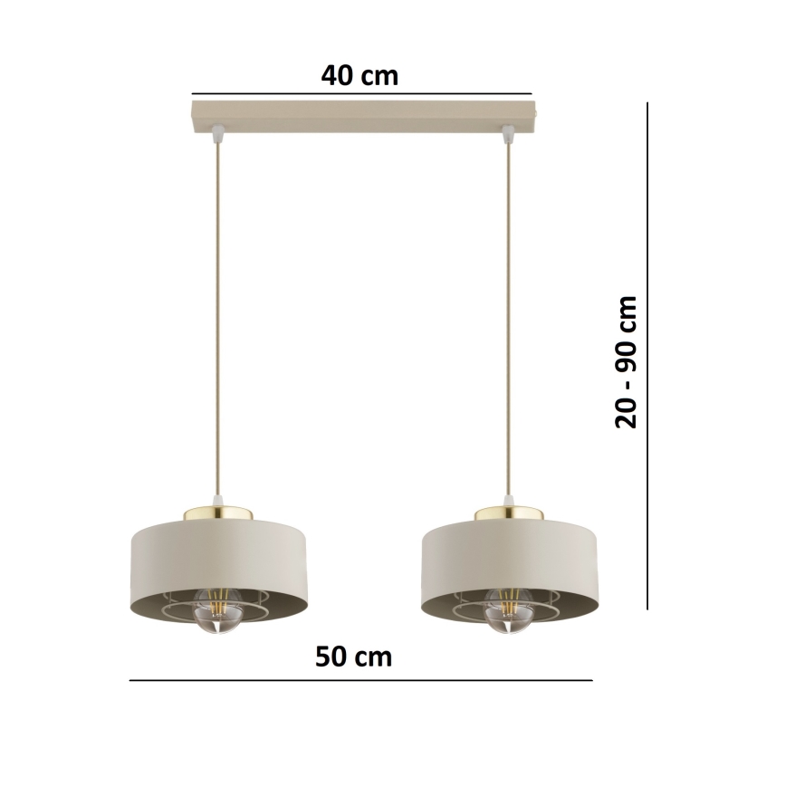 Brilagi - Lustră suspendată pe cablu 2xE27/60W/230V, bej/auriu
