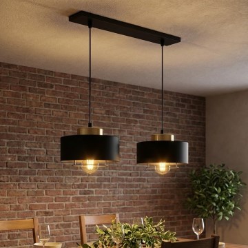 Brilagi - Lustră suspendată pe cablu 2xE27/60W/230V negru/auriu