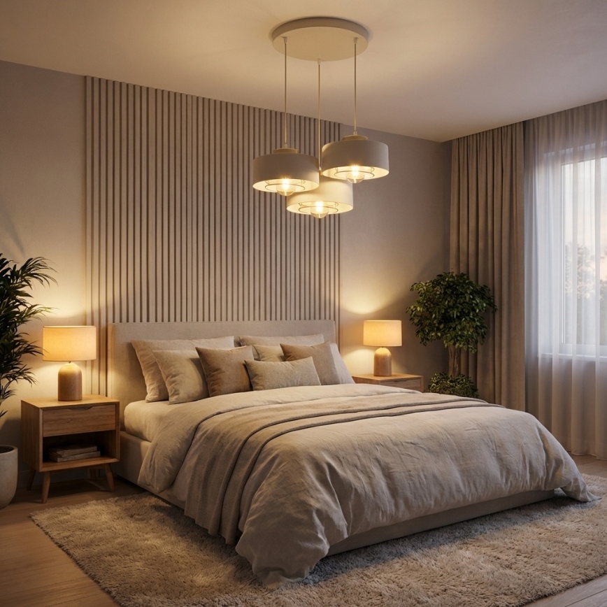 Brilagi - Lustră suspendată pe cablu 3xE27/60W/230V bej/auriu