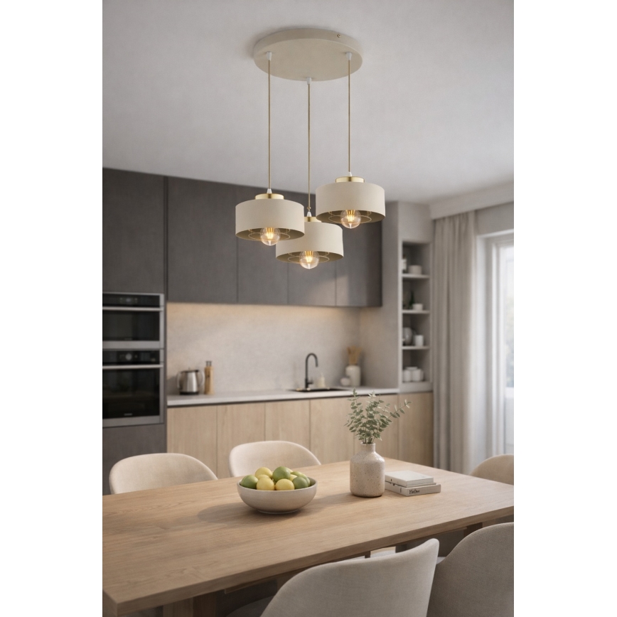 Brilagi - Lustră suspendată pe cablu 3xE27/60W/230V bej/auriu