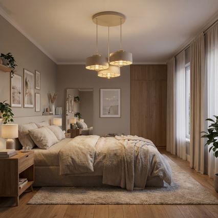 Brilagi - Lustră suspendată pe cablu 3xE27/60W/230V bej/auriu