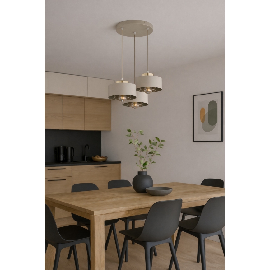 Brilagi - Lustră suspendată pe cablu 3xE27/60W/230V bej/auriu