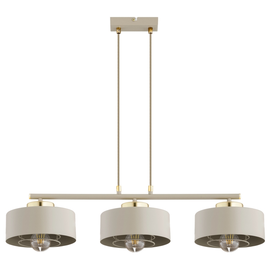 Brilagi - Lustră suspendată pe cablu 3xE27/60W/230V bej/auriu