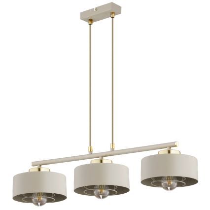 Brilagi - Lustră suspendată pe cablu 3xE27/60W/230V bej/auriu