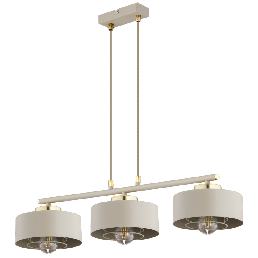 Brilagi - Lustră suspendată pe cablu 3xE27/60W/230V bej/auriu