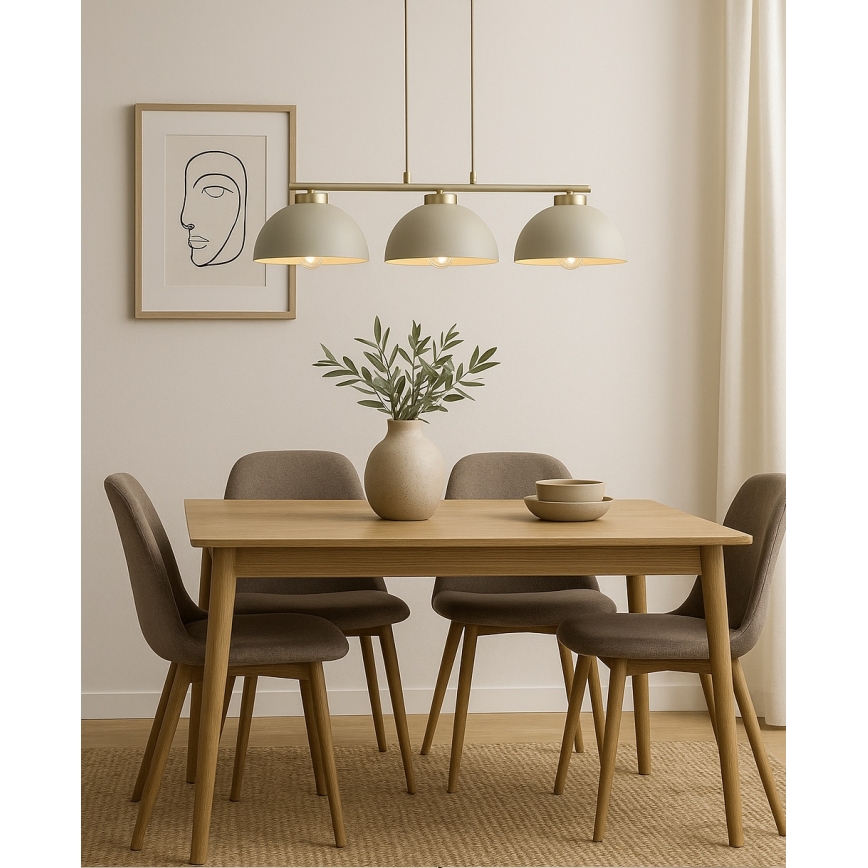 Brilagi - Lustră suspendată pe cablu 3xE27/60W/230V bej/auriu