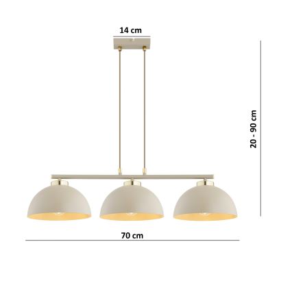 Brilagi - Lustră suspendată pe cablu 3xE27/60W/230V bej/auriu