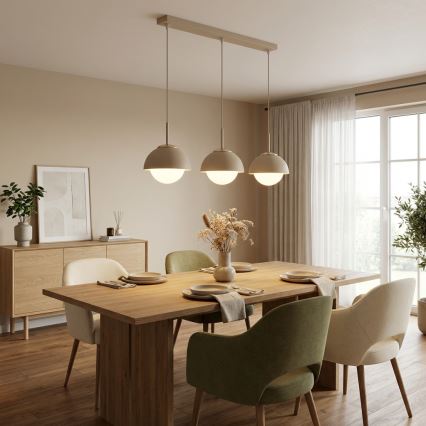 Brilagi - Lustră suspendată pe cablu 3xE27/60W/230V bej/auriu