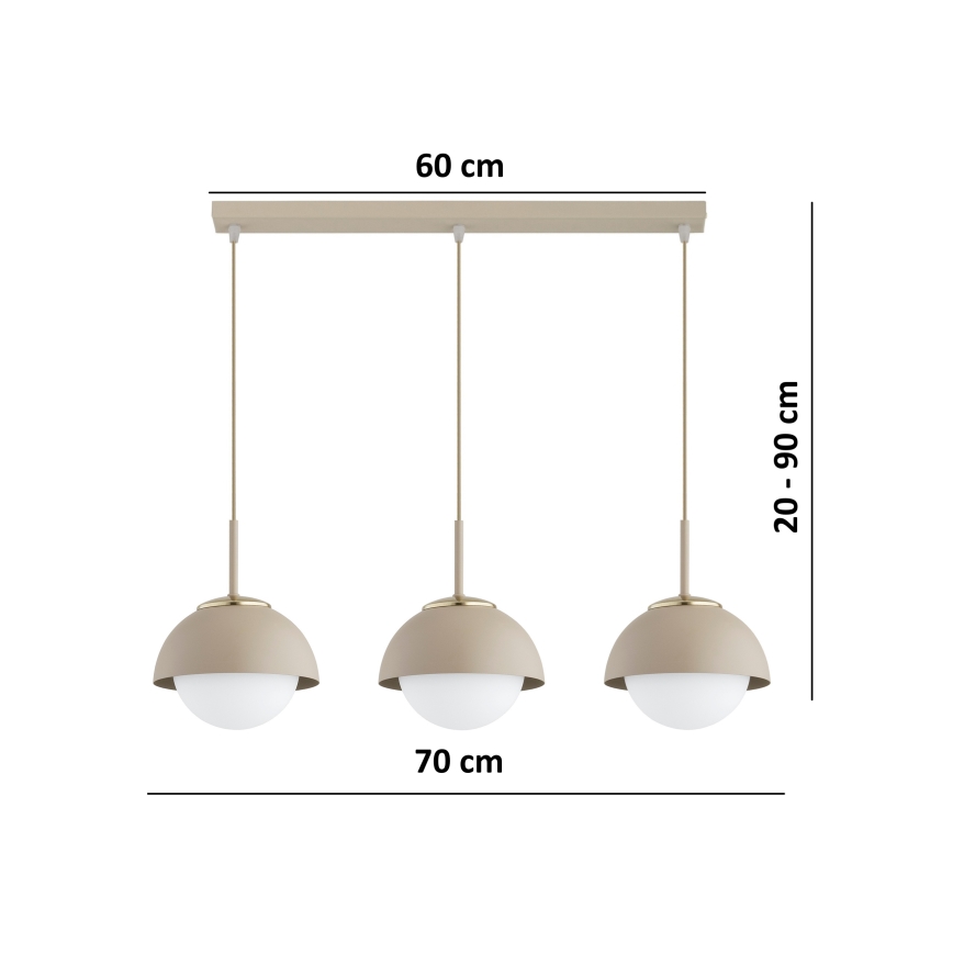 Brilagi - Lustră suspendată pe cablu 3xE27/60W/230V bej/auriu