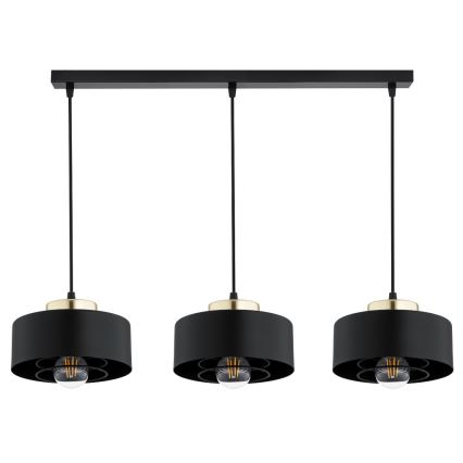 Brilagi - Lustră suspendată pe cablu 3xE27/60W/230V negru/auriu