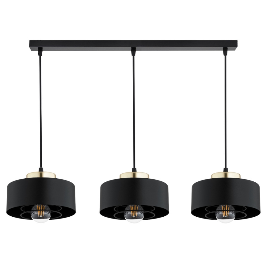 Brilagi - Lustră suspendată pe cablu 3xE27/60W/230V negru/auriu