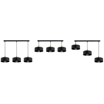 Brilagi - Lustră suspendată pe cablu 3xE27/60W/230V negru/auriu