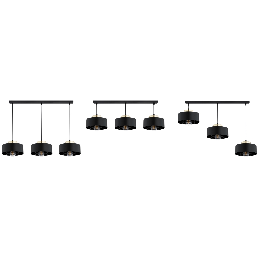 Brilagi - Lustră suspendată pe cablu 3xE27/60W/230V negru/auriu