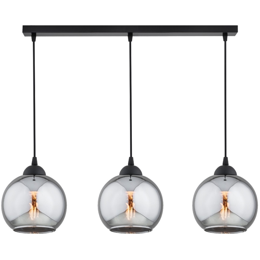 Brilagi - Lustră suspendată pe cablu 3xE27/60W/230V, negru/gri fumuriu