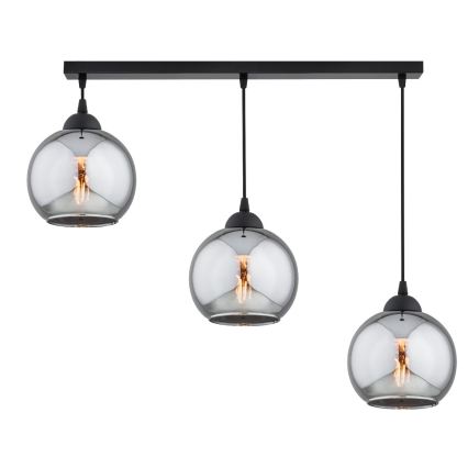 Brilagi - Lustră suspendată pe cablu 3xE27/60W/230V, negru/gri fumuriu