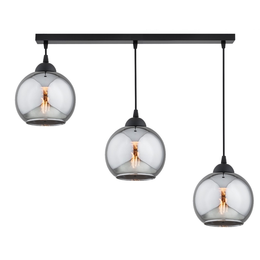 Brilagi - Lustră suspendată pe cablu 3xE27/60W/230V, negru/gri fumuriu
