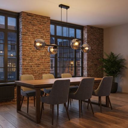 Brilagi - Lustră suspendată pe cablu 4xE27/60W/230V negru/gri fumuriu