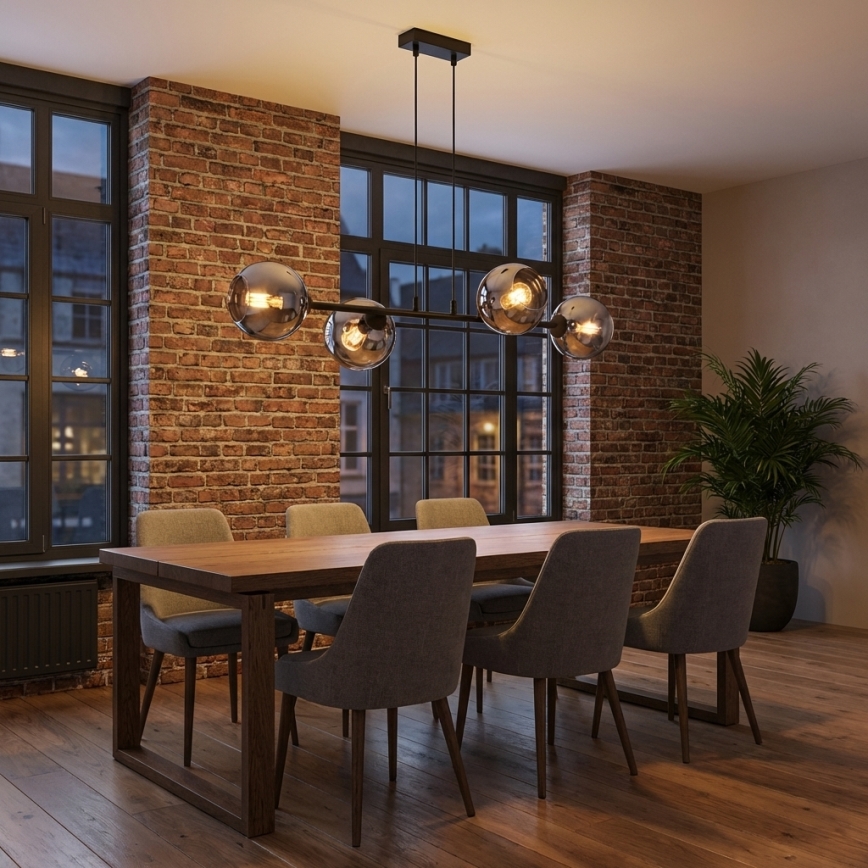 Brilagi - Lustră suspendată pe cablu 4xE27/60W/230V negru/gri fumuriu