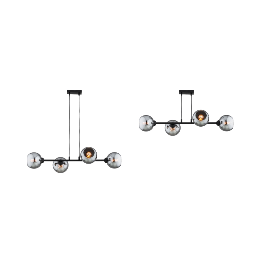 Brilagi - Lustră suspendată pe cablu 4xE27/60W/230V negru/gri fumuriu