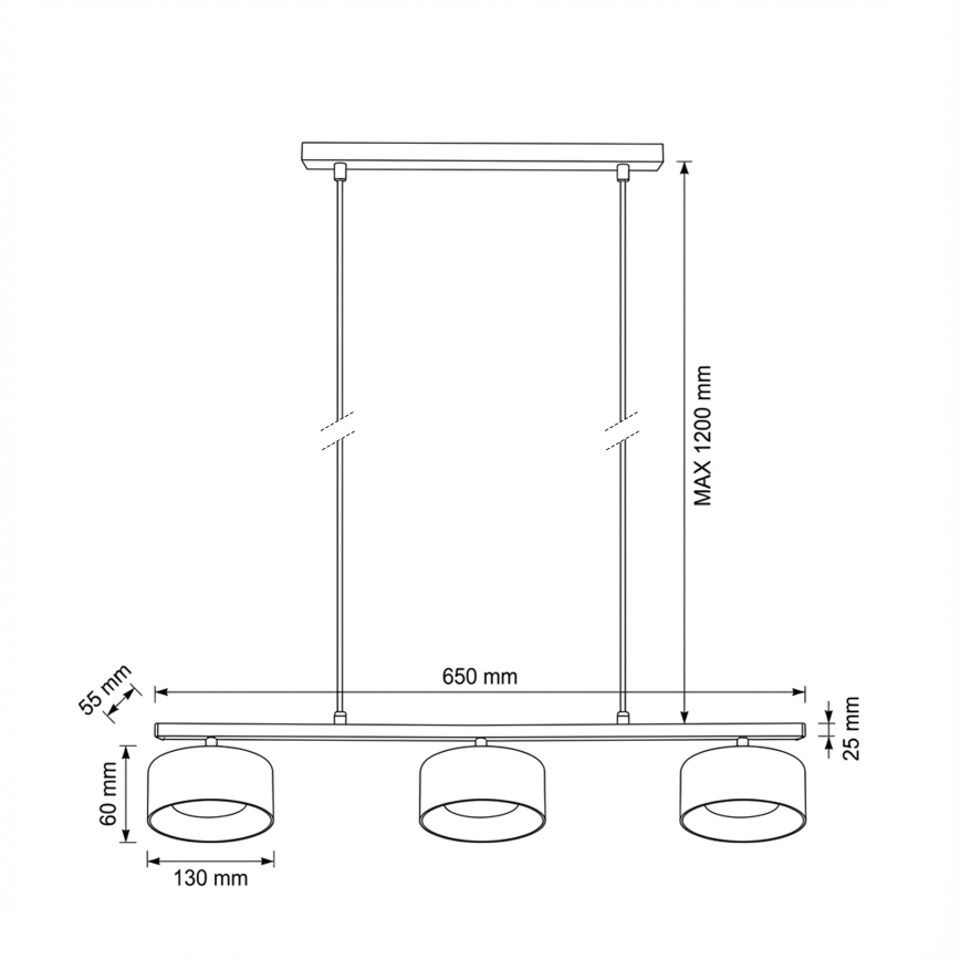 Brilagi - Lustră suspendată pe cablu AURA LUX 3xGX53/30W/230V, negru/fumuriu