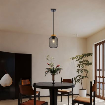 Brilagi - Lustră suspendată pe cablu BASKLITE 1xE27/15W/230V, lemn/negru