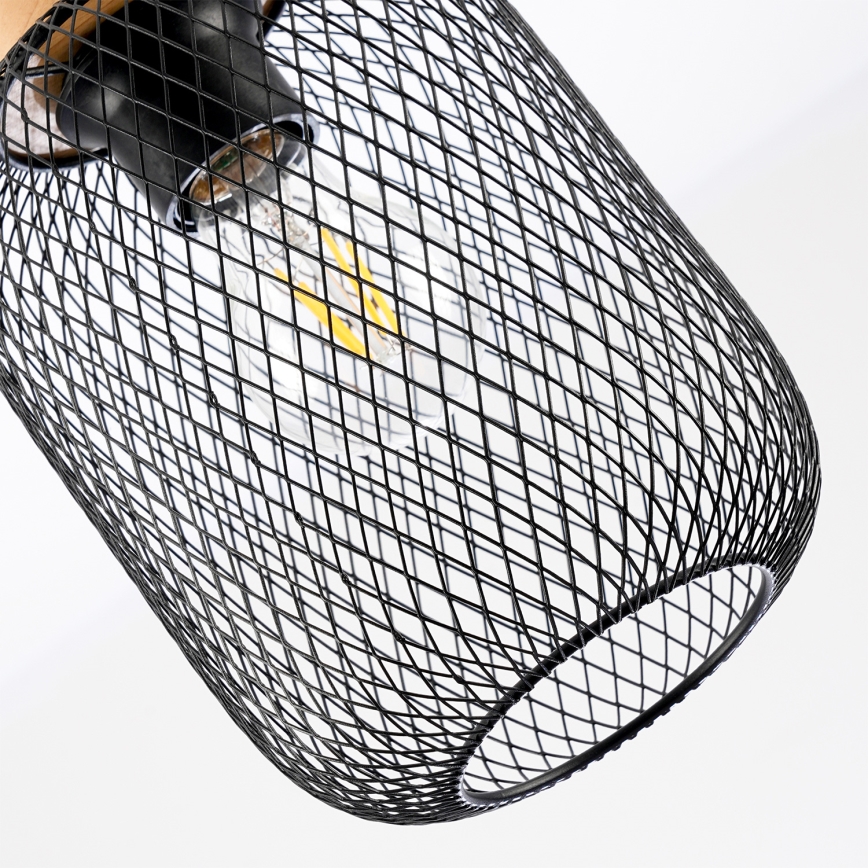 Brilagi - Lustră suspendată pe cablu BASKLITE 1xE27/15W/230V, lemn/negru