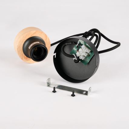 Brilagi - Lustră suspendată pe cablu BASKLITE 1xE27/15W/230V, lemn/negru